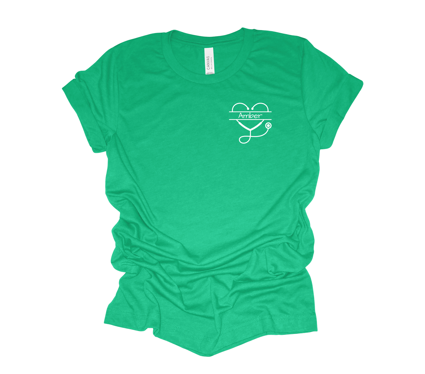 Nurse Custom Stethoscope Heart Tee (Customize with your name or title. Just select your color and enter your customization in the options box.)