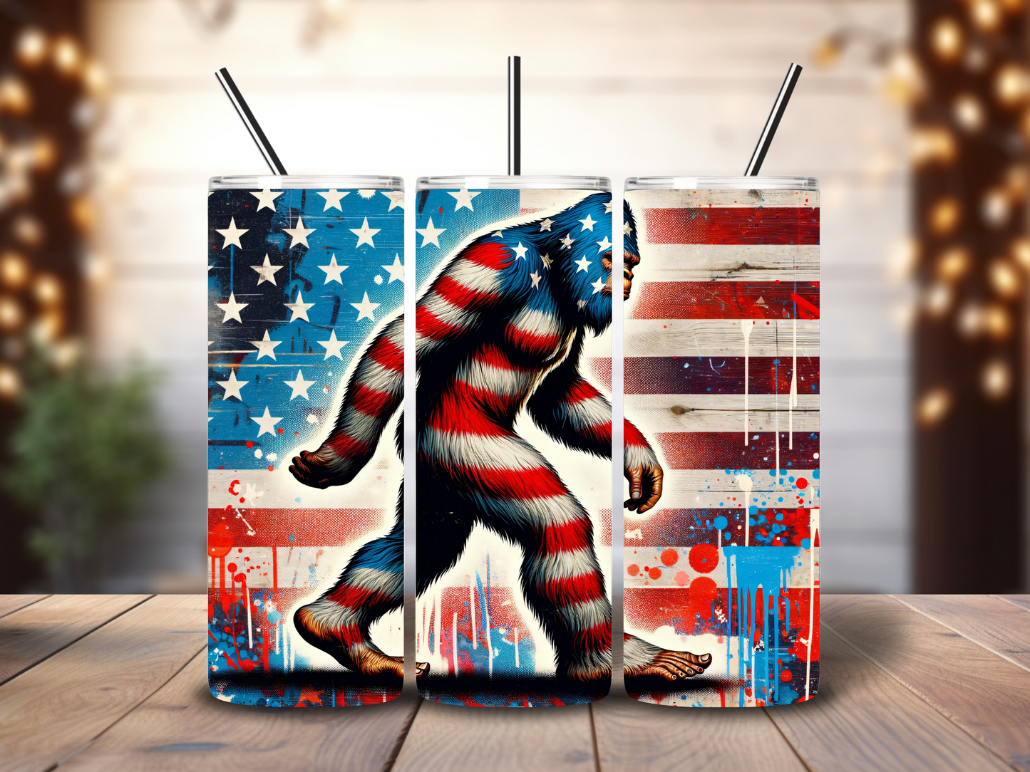 Tumbler 20oz AMERICAN FLAG BIGFOOT
