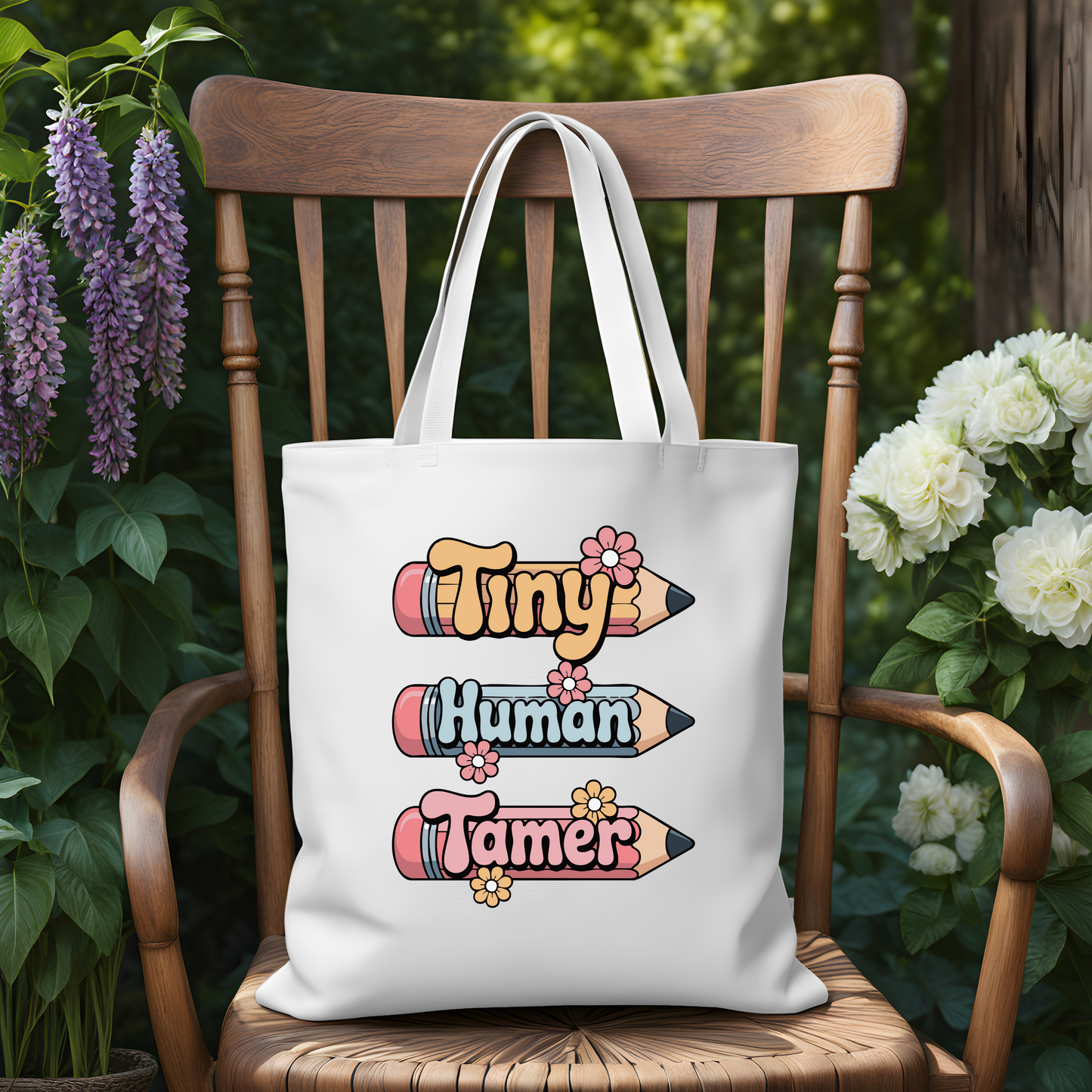 Canvas Tote Bag 14x15in Tiny Human Tamer