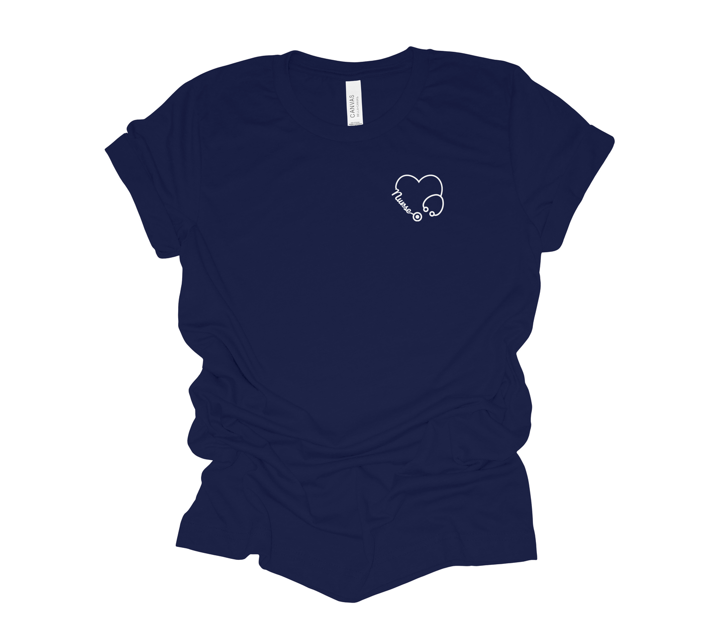 Nurse White Heart Stethoscope Tee