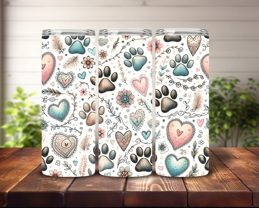 Tumbler 20oz Paw Prints