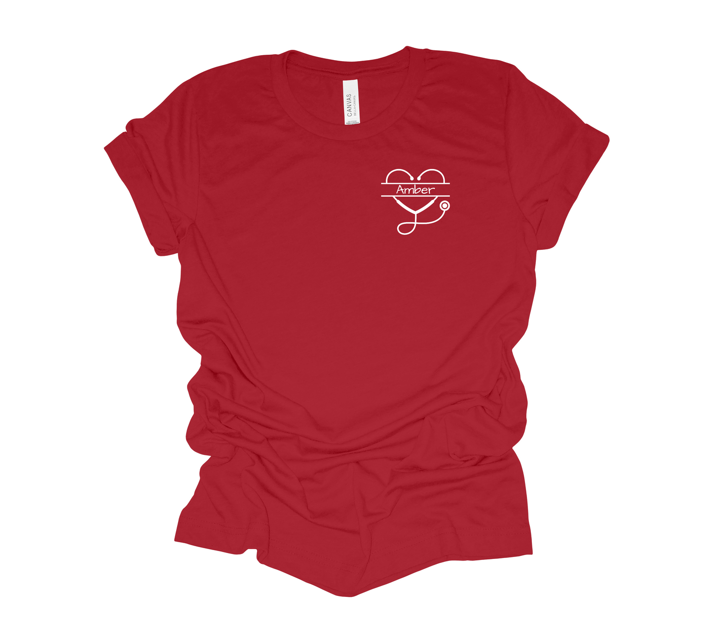 Nurse Custom Stethoscope Heart Tee                          (Customize with your name or title. Just select your color and enter your customization in the options box.)