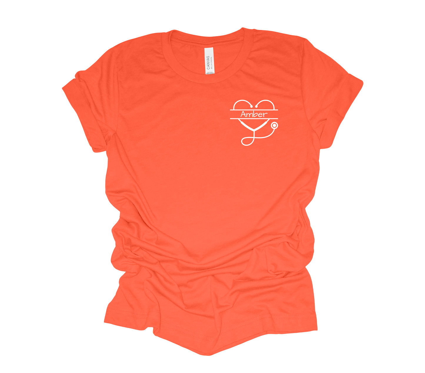 Nurse Custom Stethoscope Heart Tee                          (Customize with your name or title. Just select your color and enter your customization in the options box.)