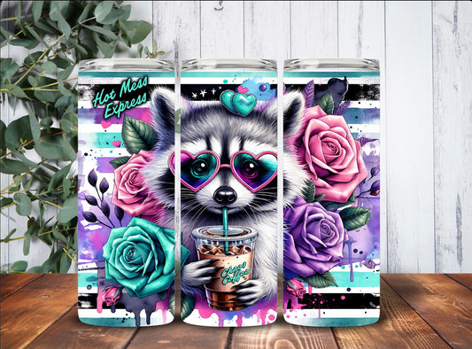 Tumbler 20oz Hot Mess Racoon