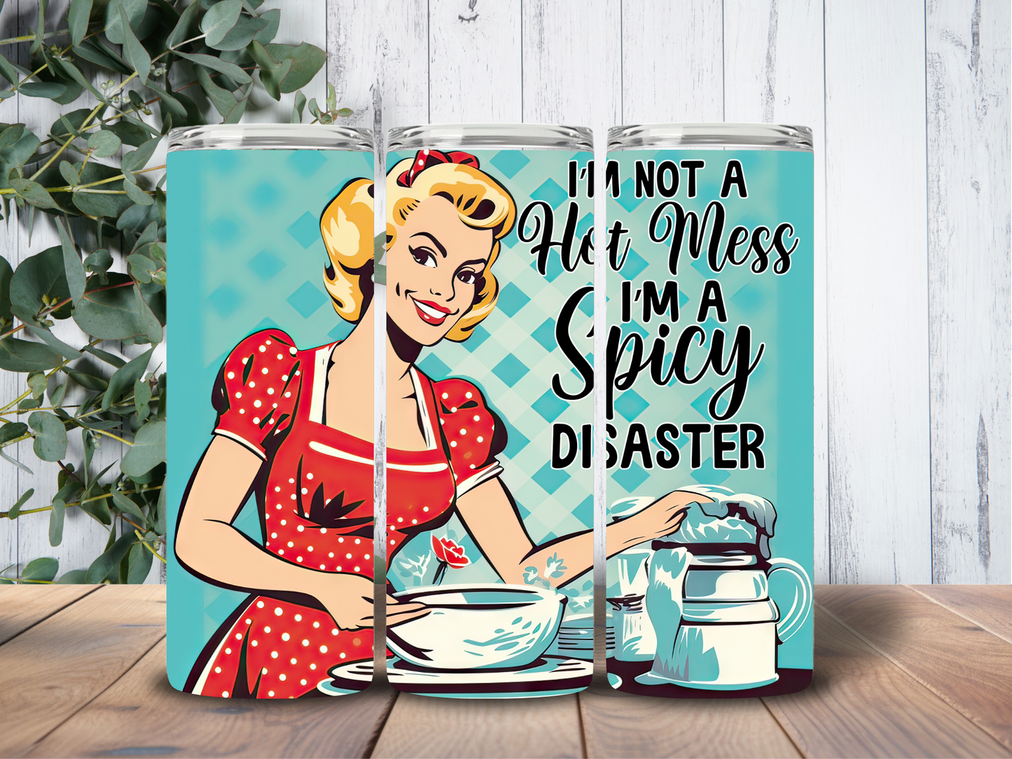 Tumbler 20oz Retro Housewife Spicy Disaster