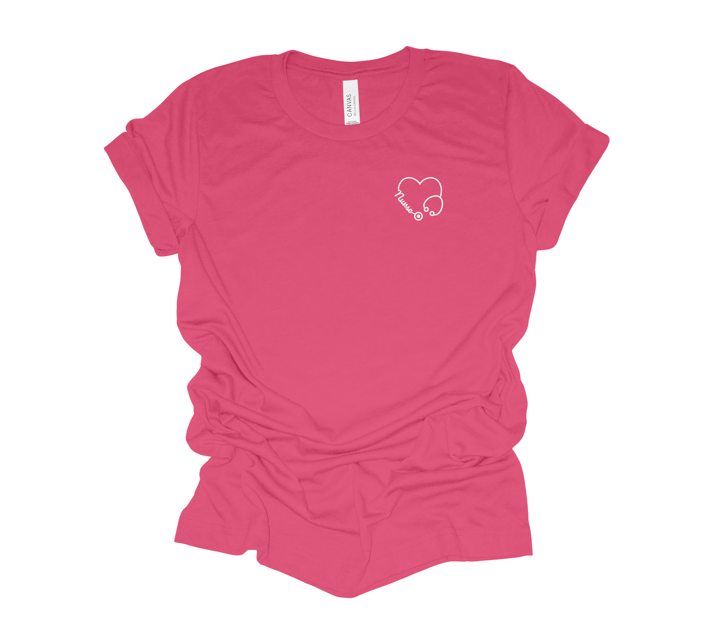 Nurse White Heart Stethoscope Tee