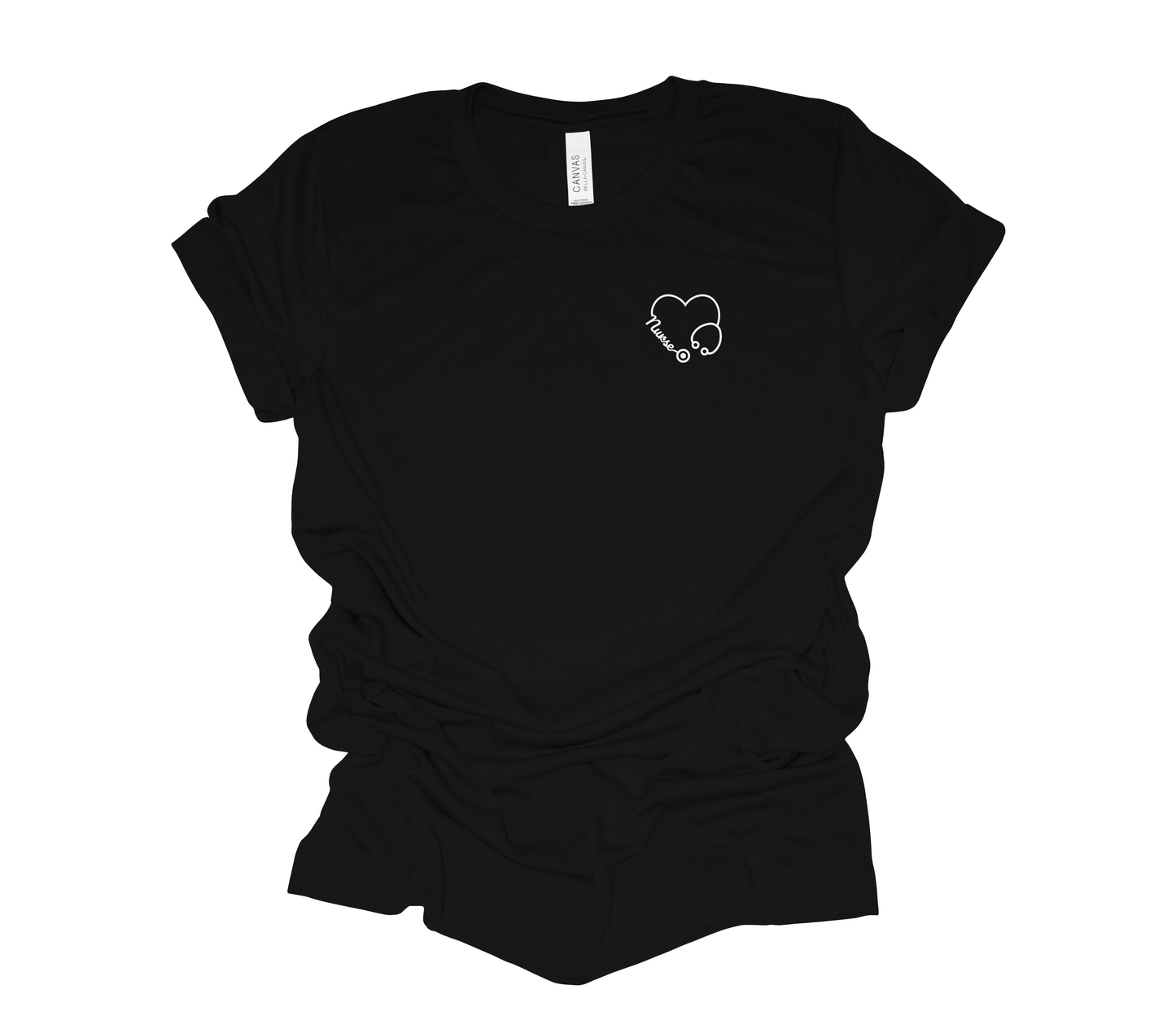 Nurse White Heart Stethoscope Tee