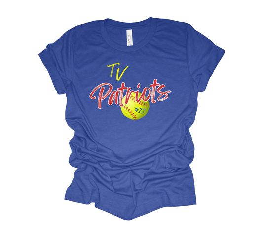 Patriots Softball Tee with or without player number