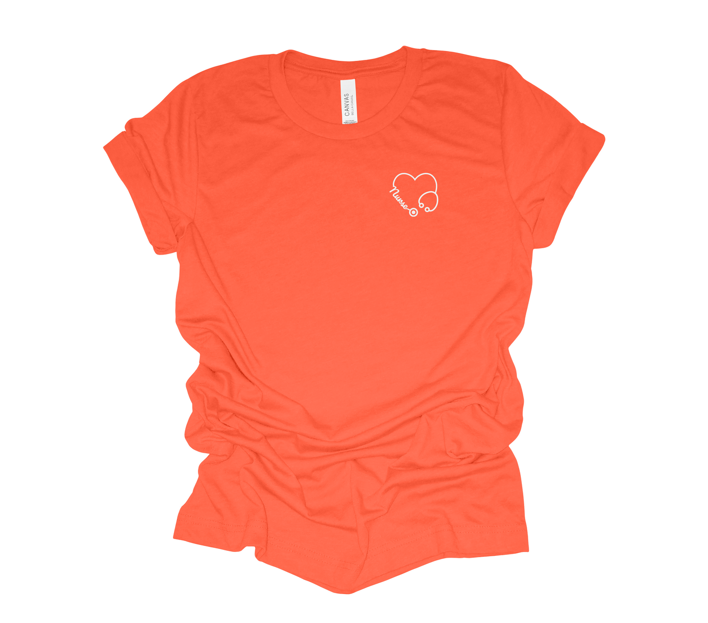Nurse White Heart Stethoscope Tee