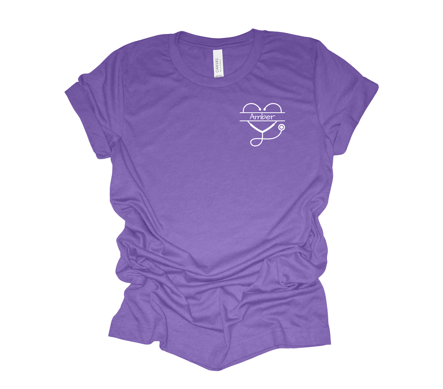 Nurse Custom Stethoscope Heart Tee                          (Customize with your name or title. Just select your color and enter your customization in the options box.)