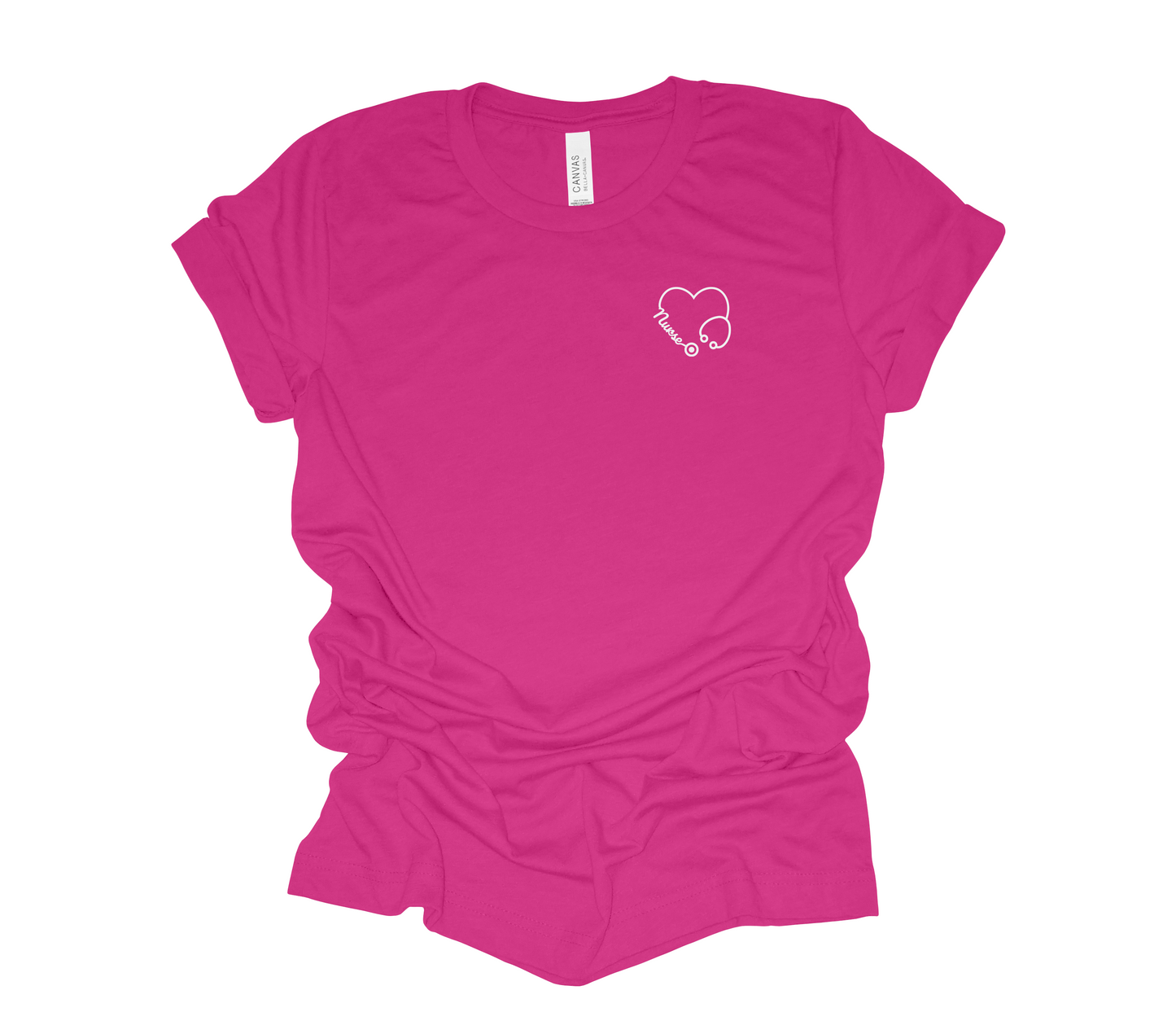 Nurse White Heart Stethoscope Tee