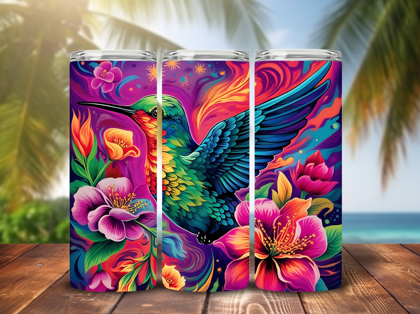 Tumbler 20oz Floral Hummingbird