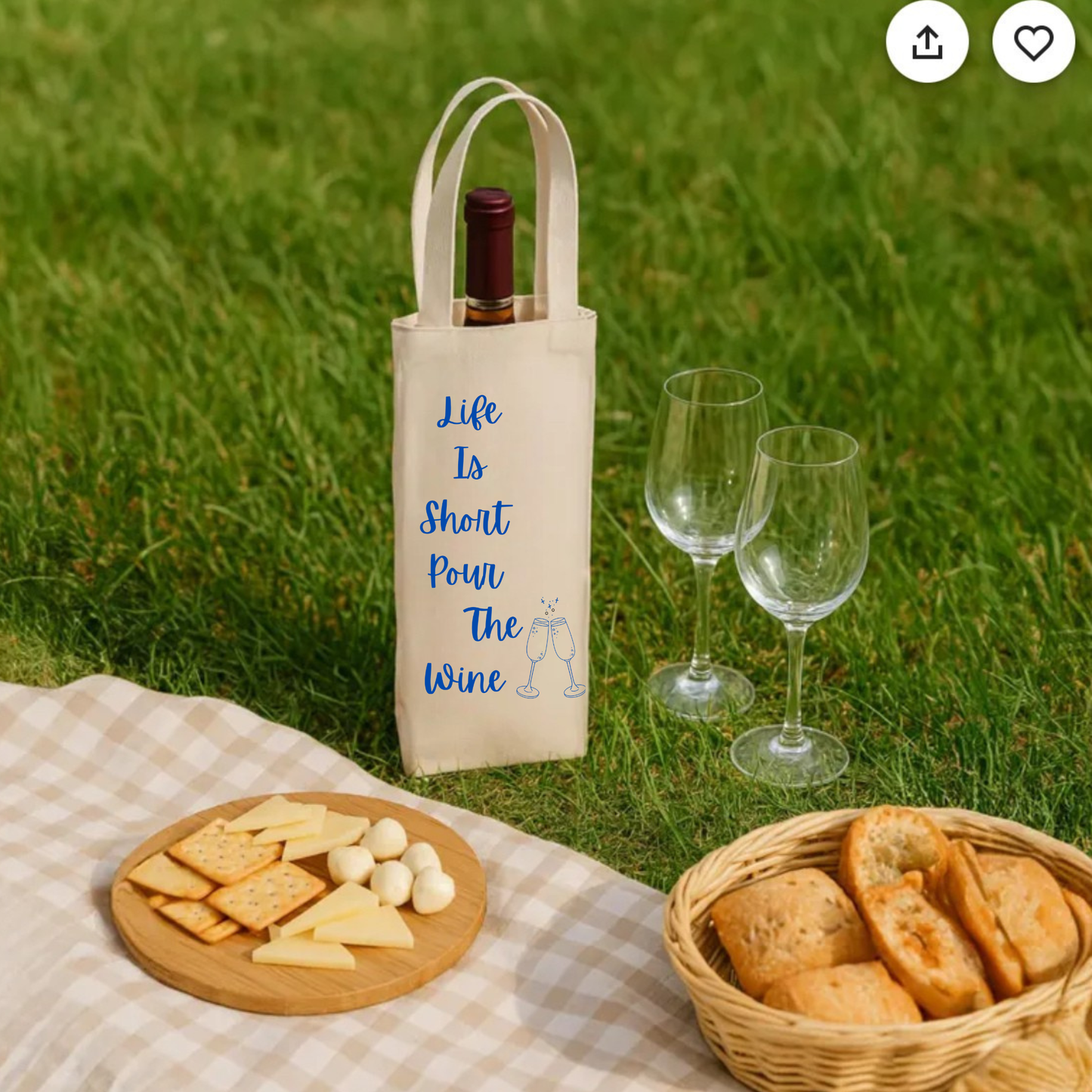 Wine Tote Life is short pour the wine
