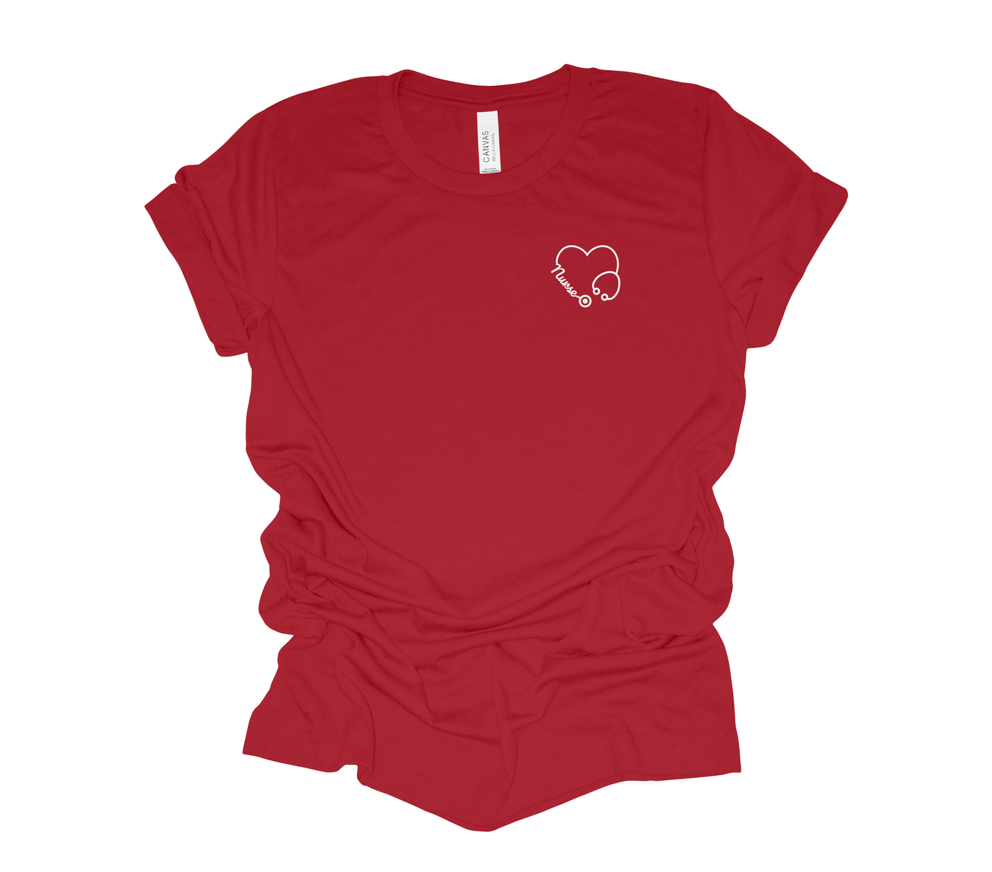 Nurse White Heart Stethoscope Tee