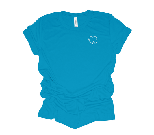 Nurse White Heart Stethoscope Tee