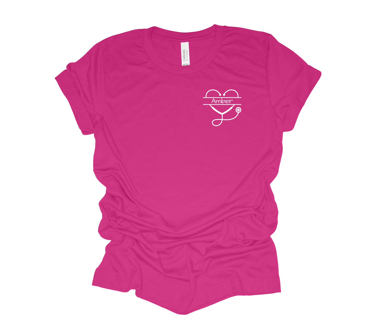 Nurse Custom Stethoscope Heart Tee                          (Customize with your name or title. Just select your color and enter your customization in the options box.)