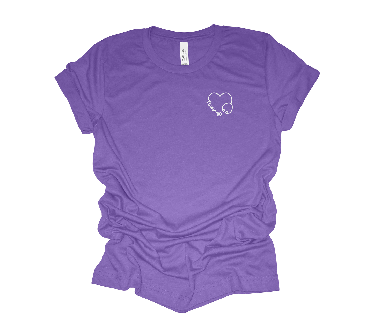 Nurse White Heart Stethoscope Tee