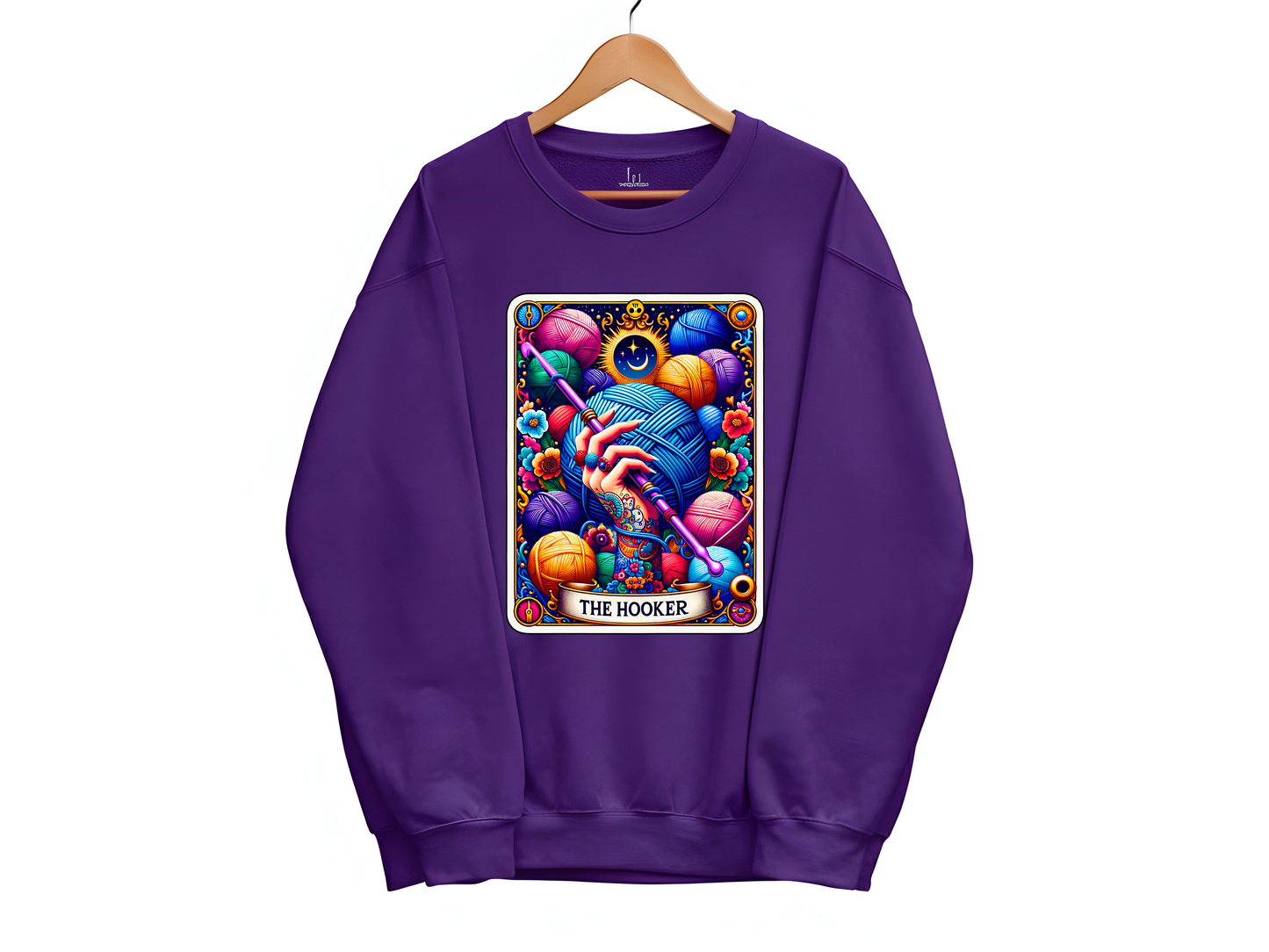 Crochet Hooker Tarot Card Funny Sweatshirt