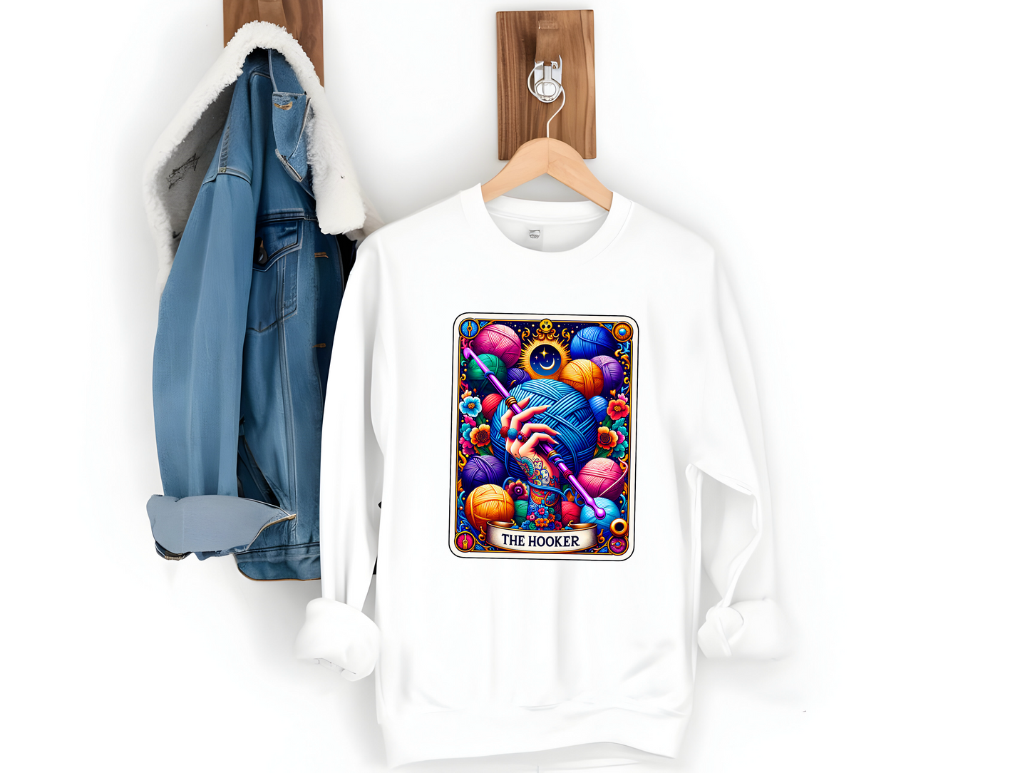 Crochet Hooker Tarot Card Funny Sweatshirt