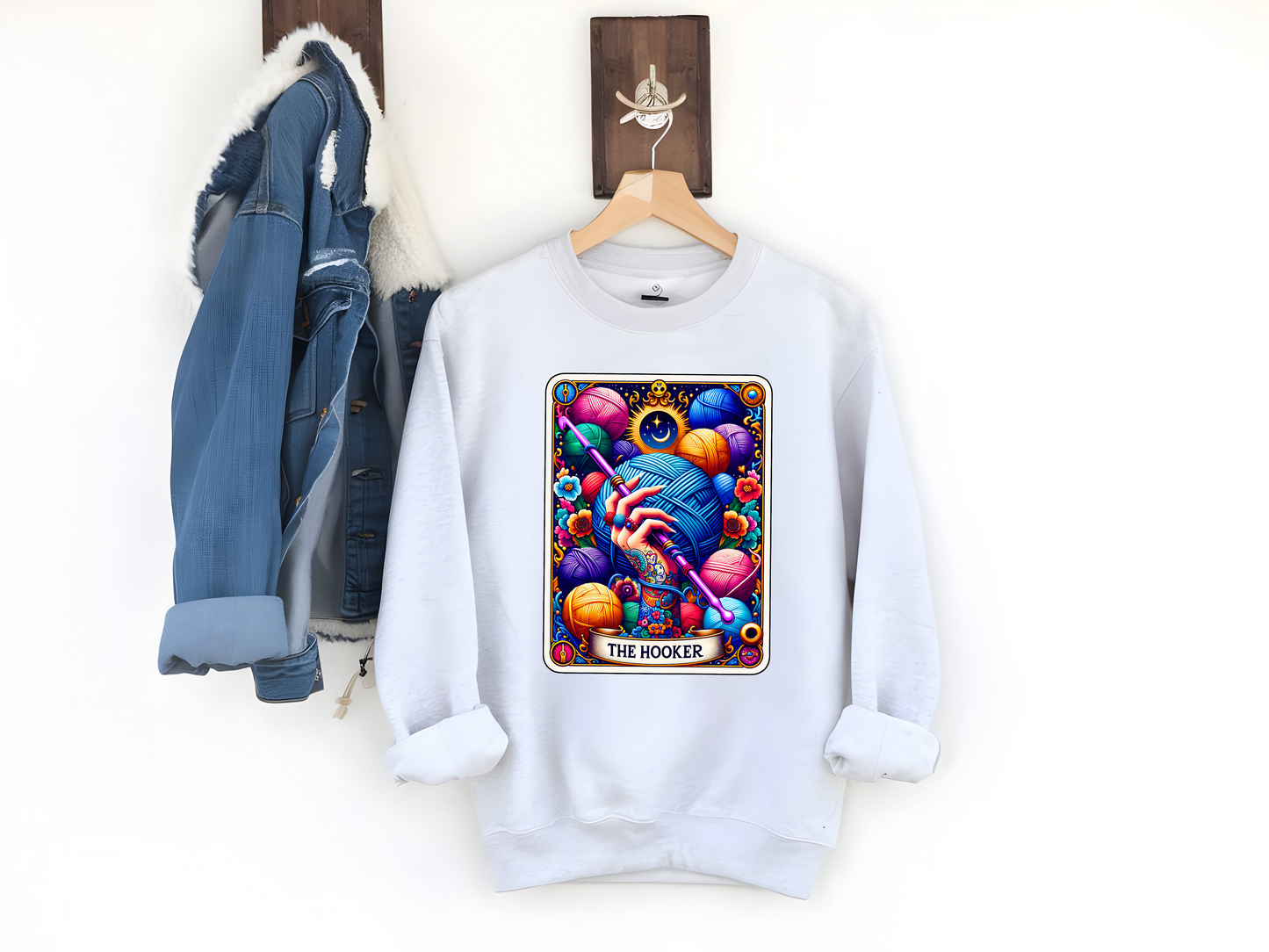 Crochet Hooker Tarot Card Funny Sweatshirt