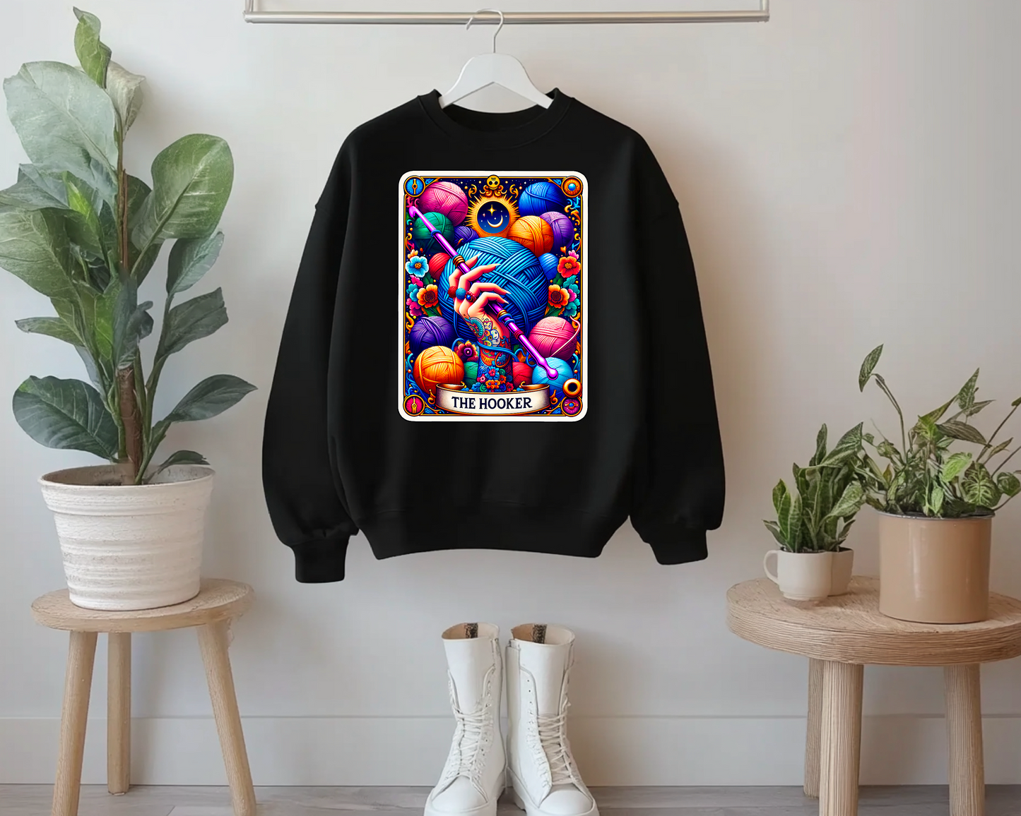 Crochet Hooker Tarot Card Funny Sweatshirt