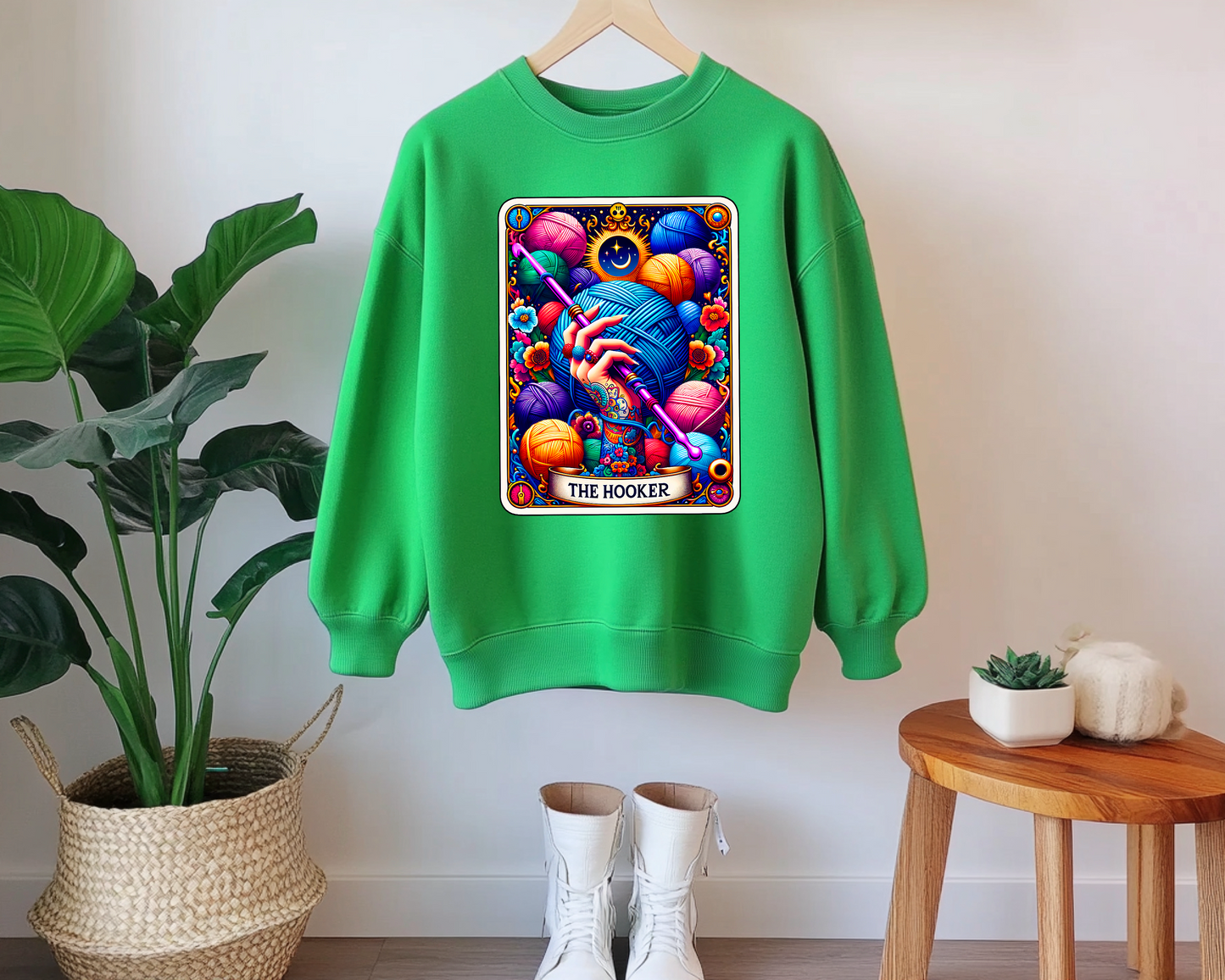 Crochet Hooker Tarot Card Funny Sweatshirt