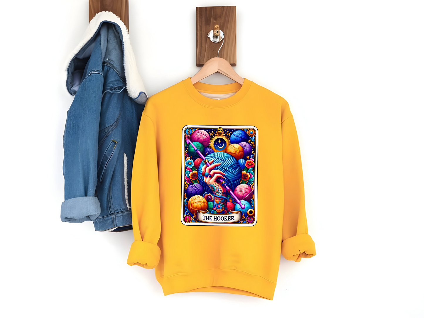 Crochet Hooker Tarot Card Funny Sweatshirt