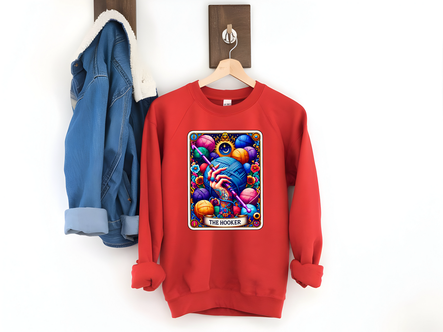 Crochet Hooker Tarot Card Funny Sweatshirt