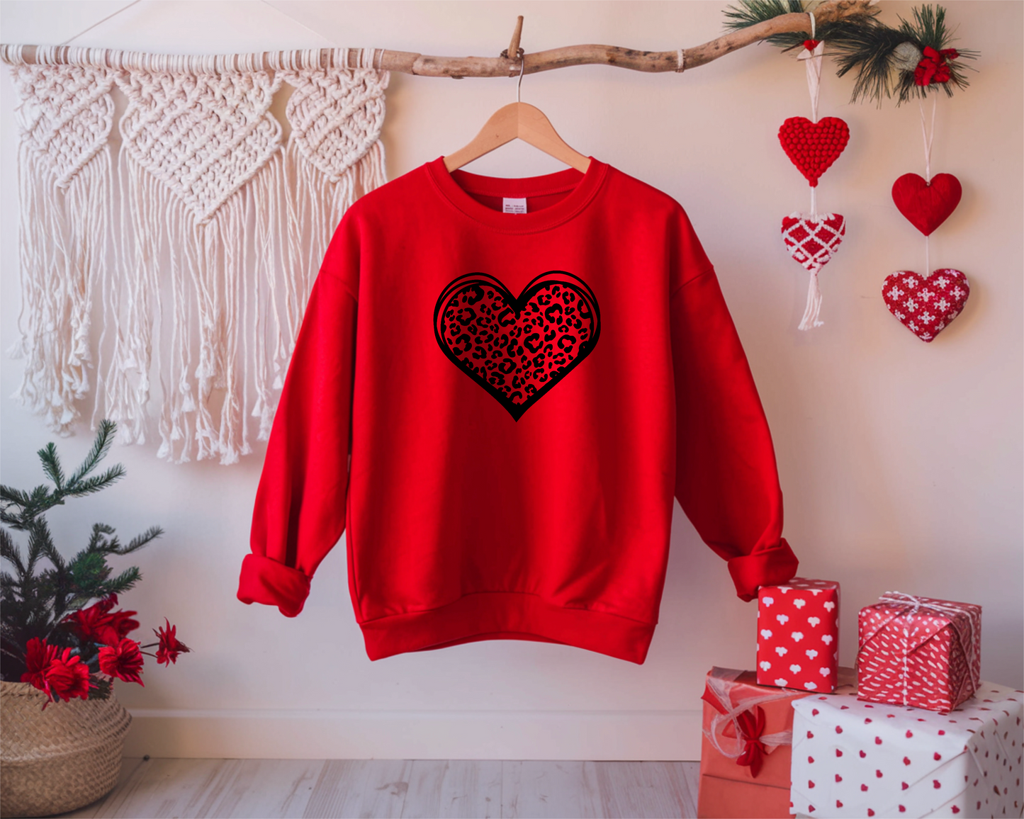 Leopard Heart Print Sweatshirt