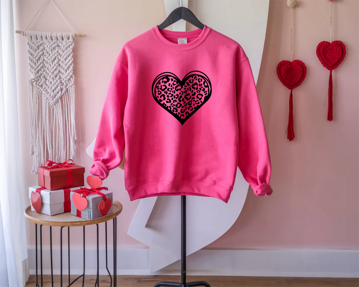 Leopard Heart Print Sweatshirt