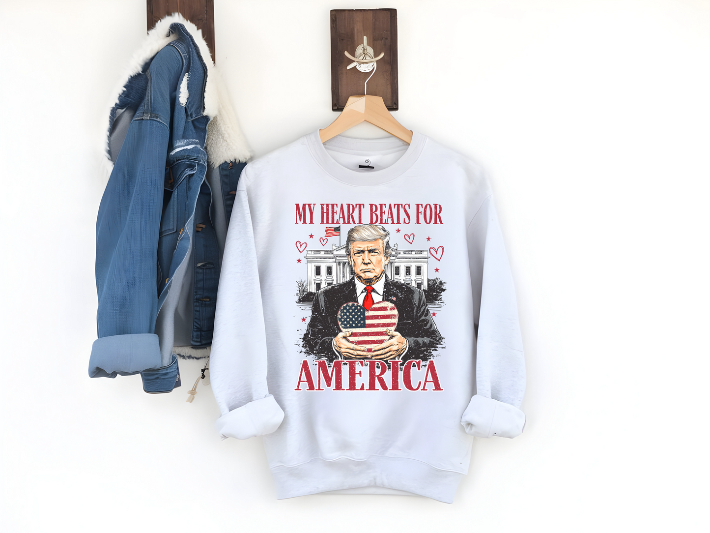 Trump My Heart Beats For America Valentine’s Sweatshirt