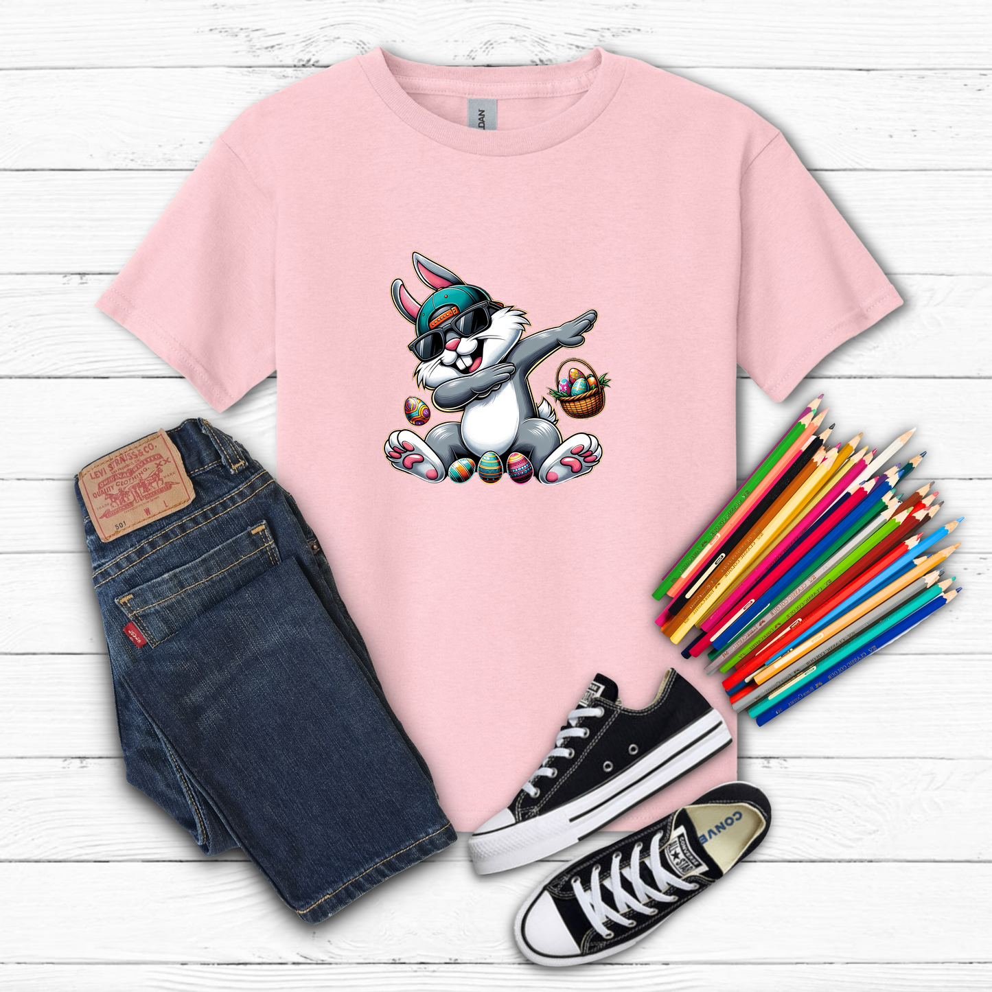 Youth Dabbing Easter Bunny Tee