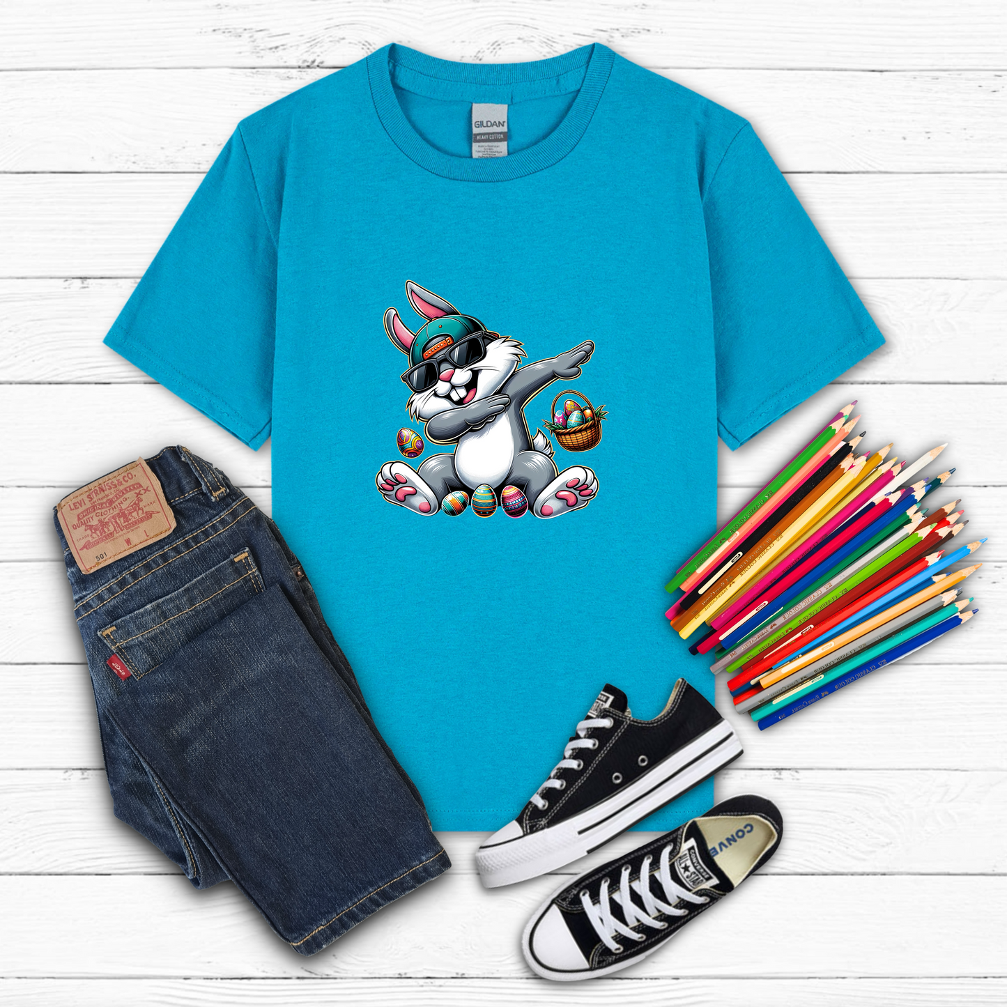 Youth Dabbing Easter Bunny Tee