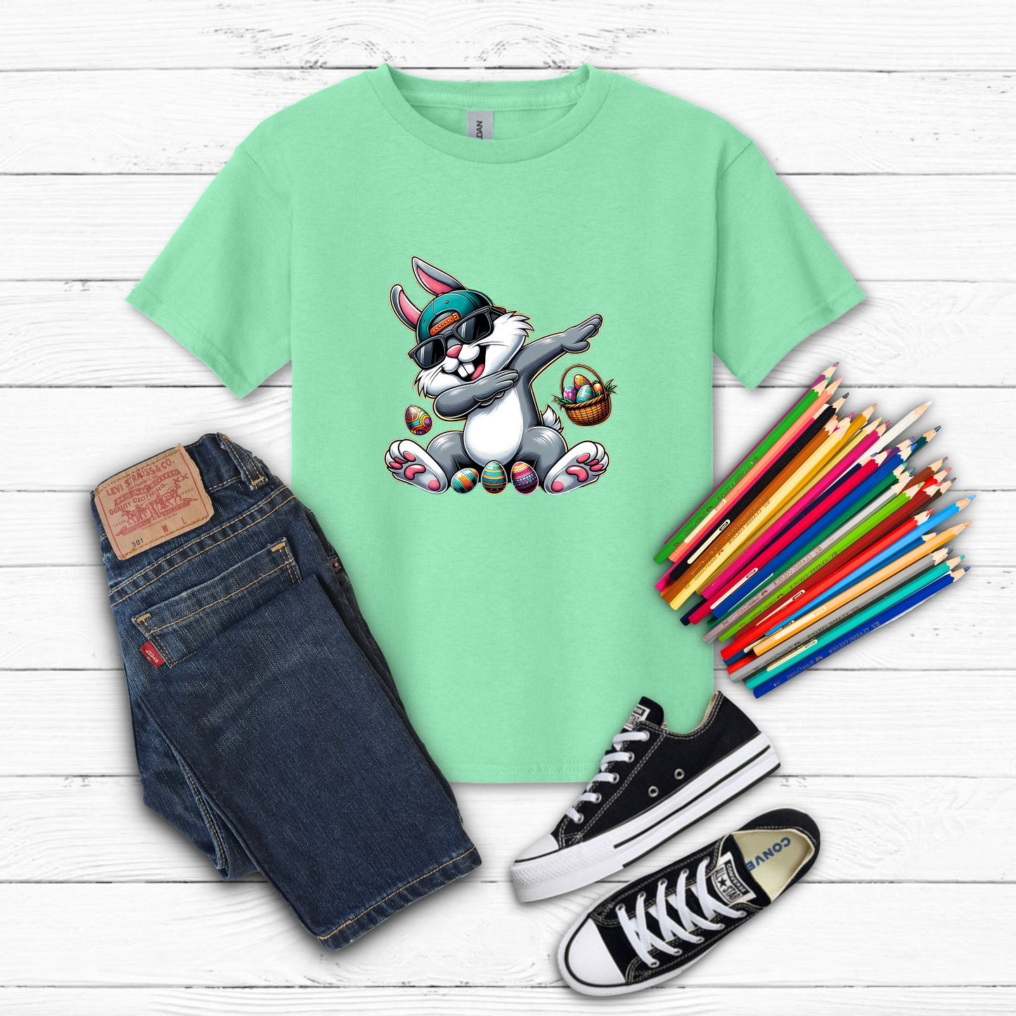 Youth Dabbing Easter Bunny Tee