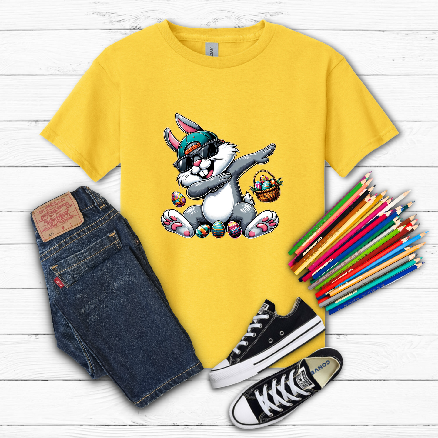 Youth Dabbing Easter Bunny Tee