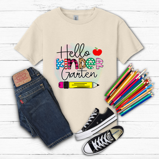 Hello kindergarten youth tee