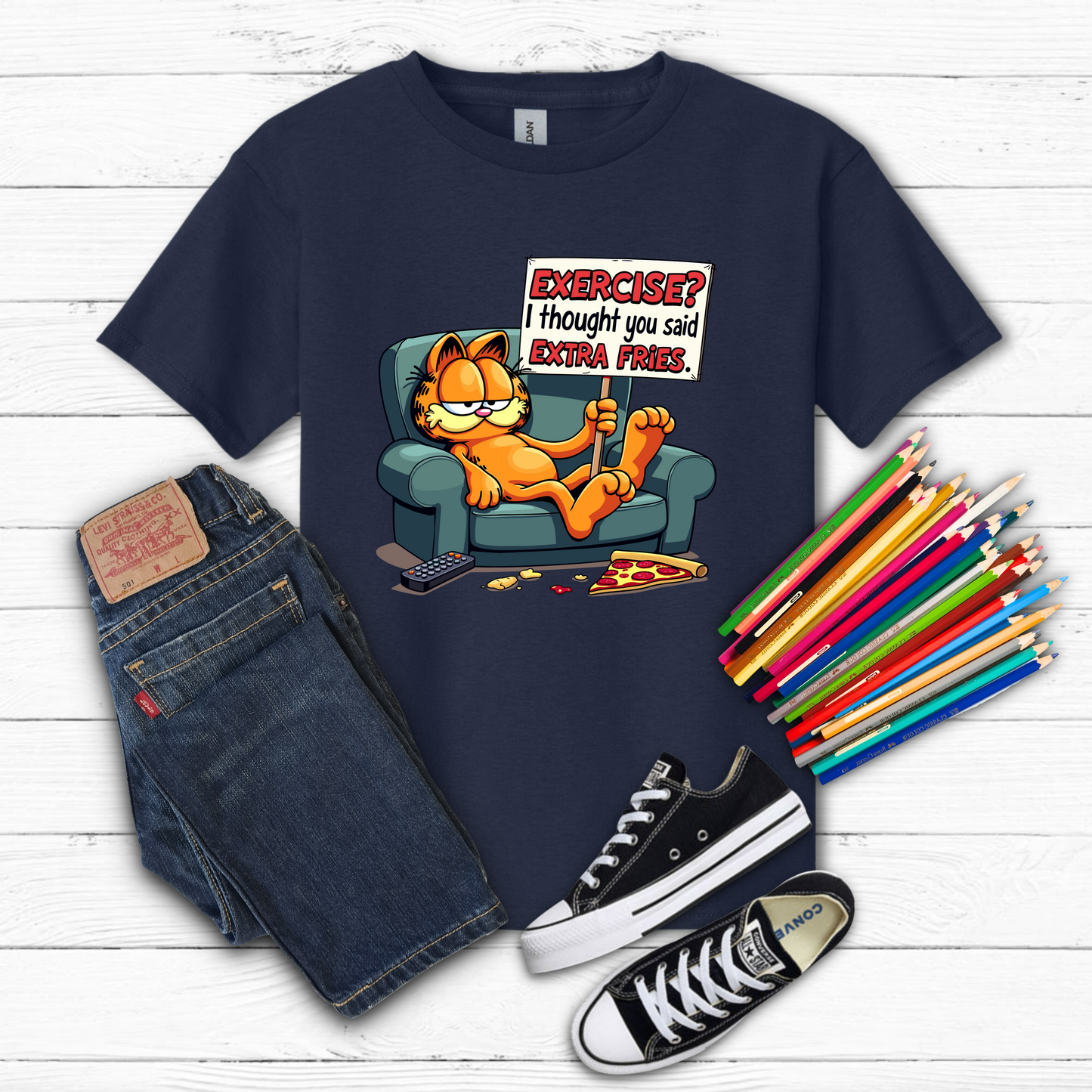 Garfield exercise I thought you said extra fries Youth Tee