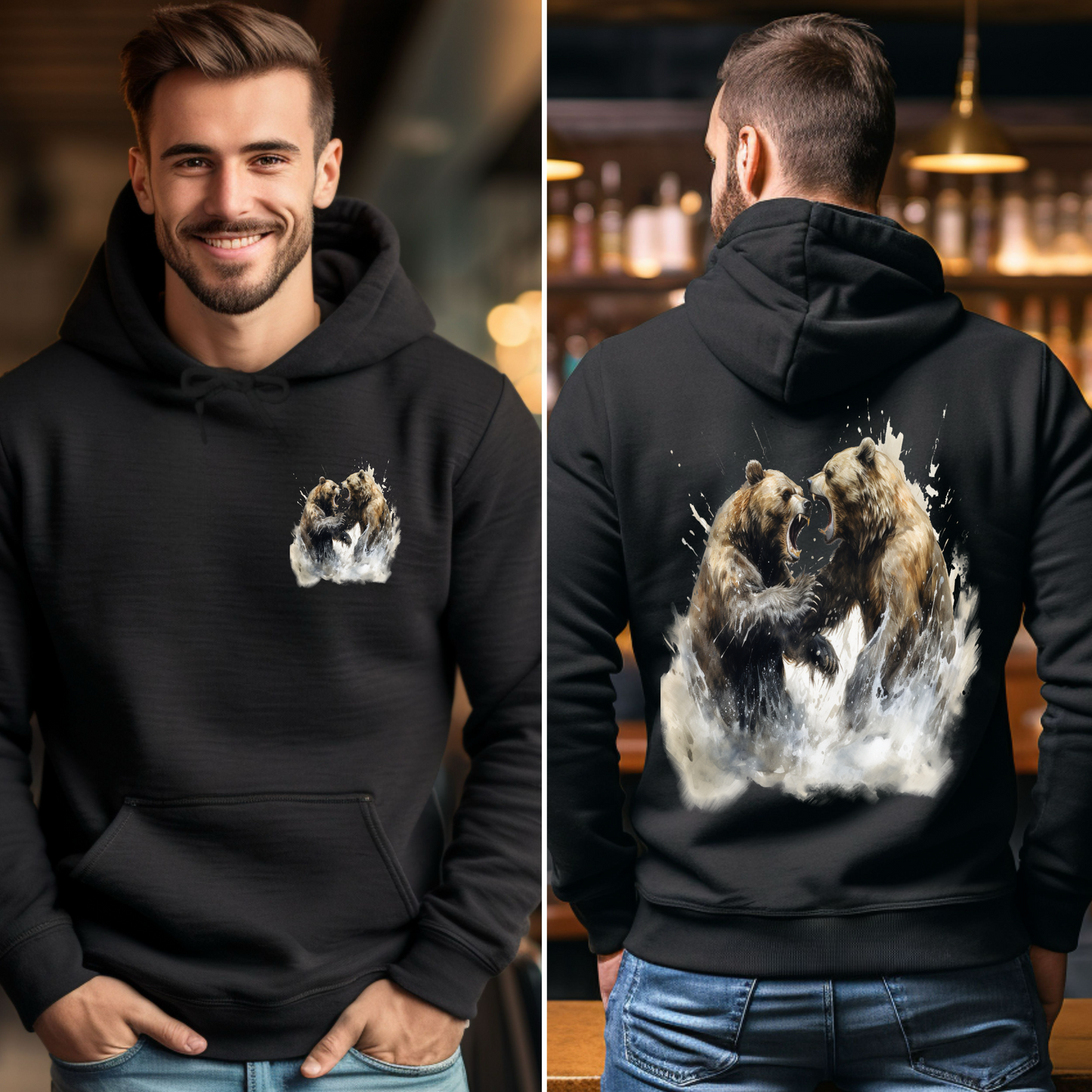 Grizzly Bears Fighting Hoodie