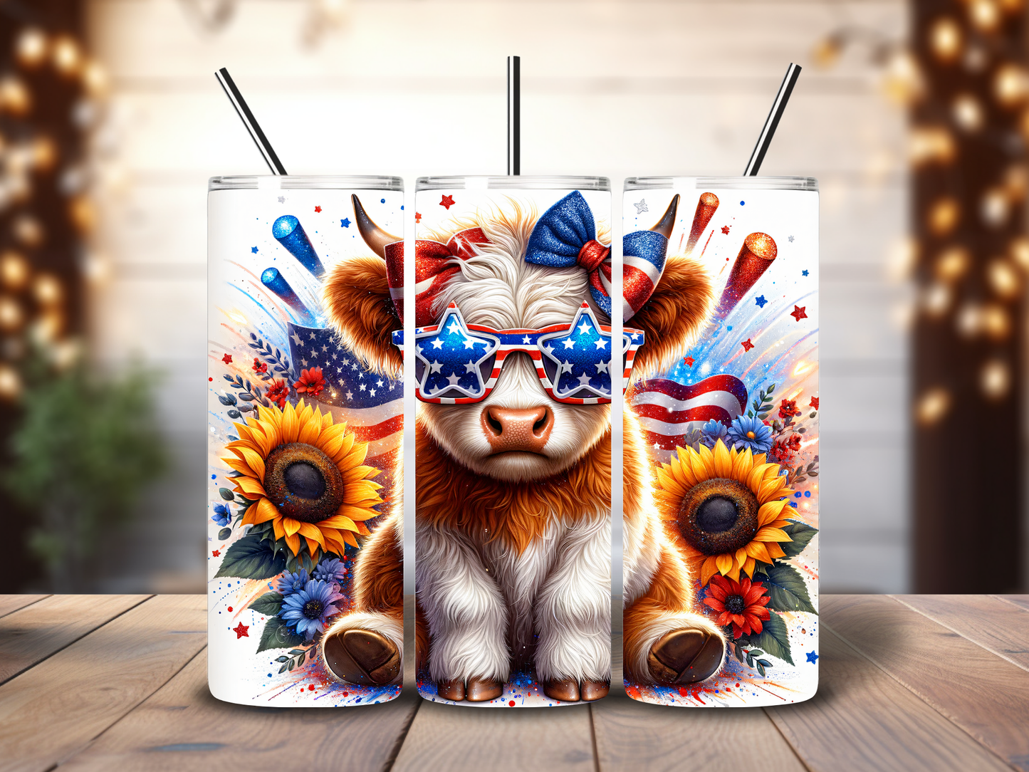 Tumbler 20oz Patriotic Cow