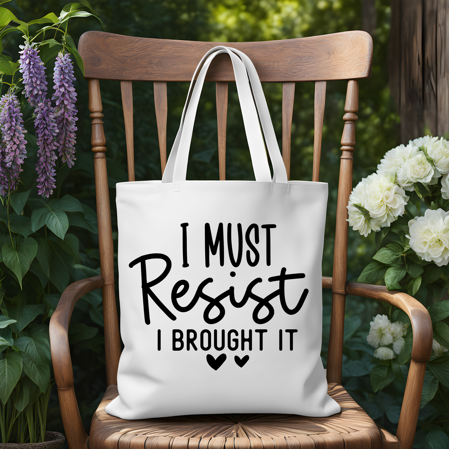 Canvas Tote Bag 14x15in I must resist