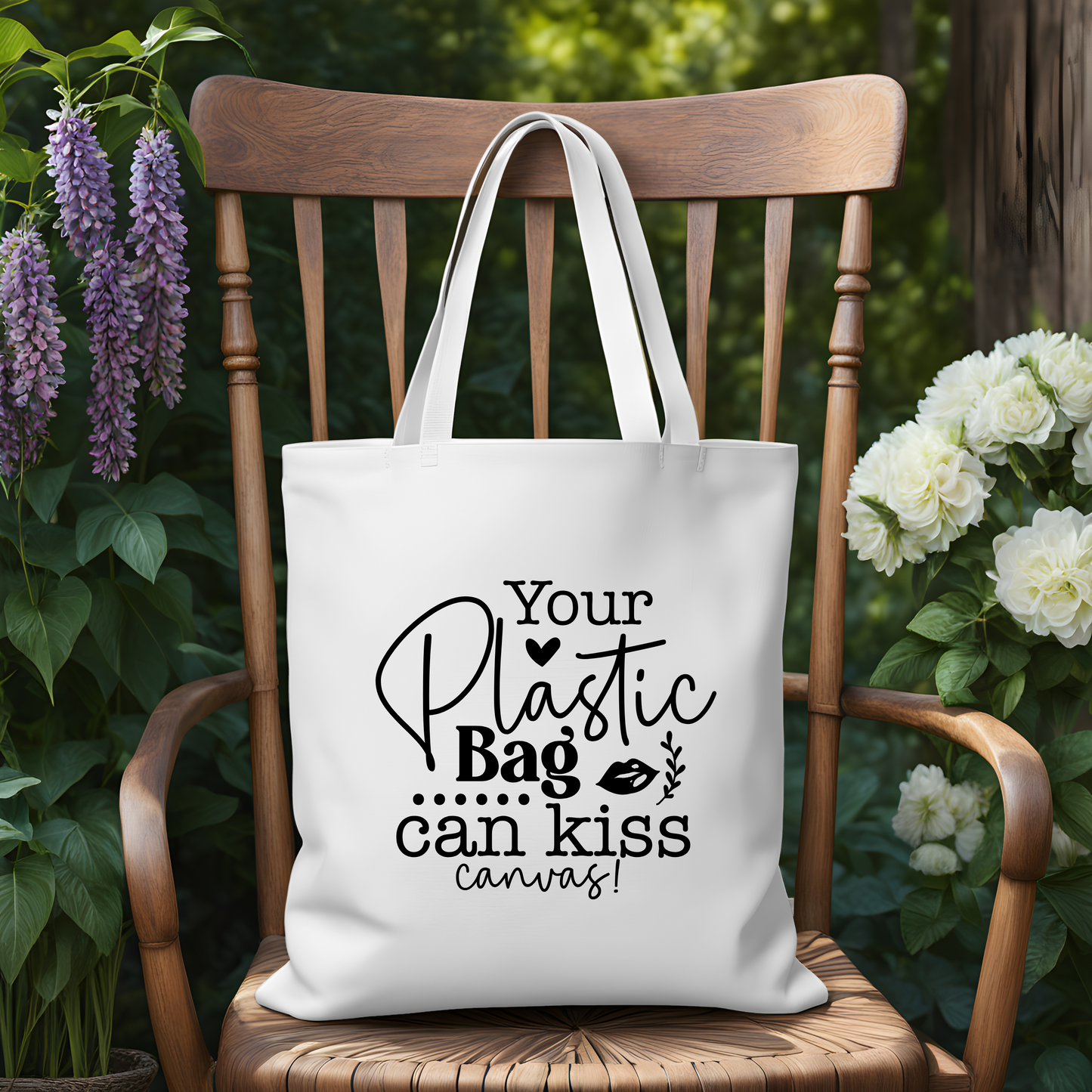 Canvas Tote Bag 14x15in Kiss my