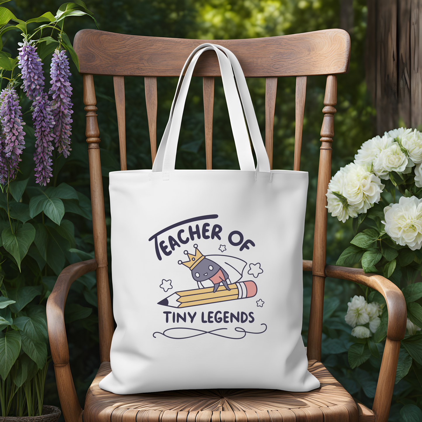 Canvas Tote Bag 14x15in Teacher of tiny legends